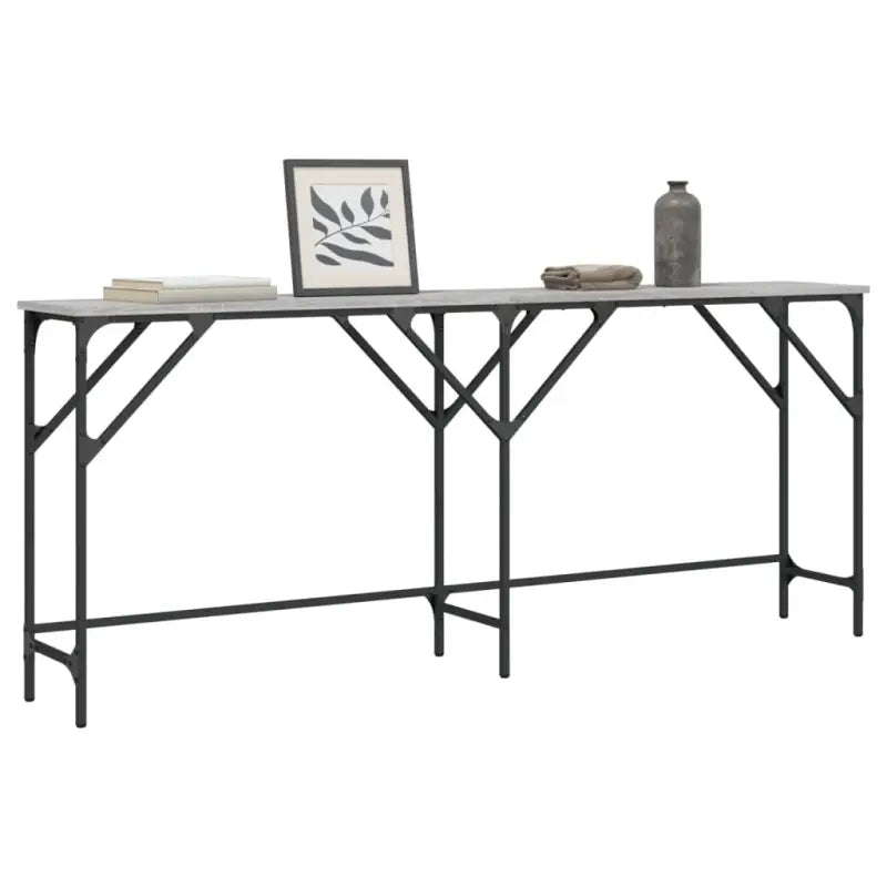 Bijzettafel met bewerkt hout en metalen frame voor elke ruimte - Grijs sonoma / 1 / 180 cm - Bijzettafels