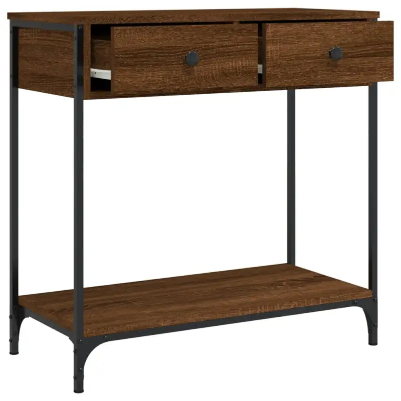 Bijzettafel met bewerkt hout en verstelbare poten met metalen frame - Bijzettafels