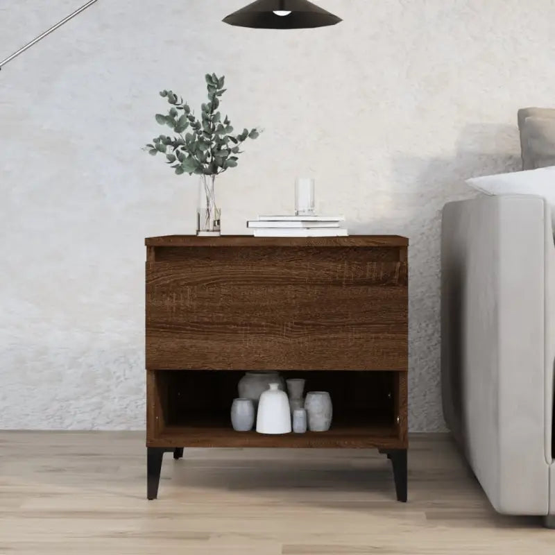 Bijzettafel met bewerkt hout voor een industriële woonkamer stijl - bruin eikenkleur / 1 - Bijzettafels