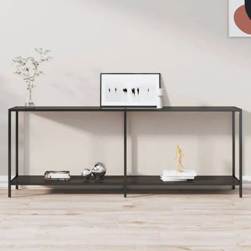 Bijzettafel met gehard glas en gepoedercoat staal voor stijlvolle uitstraling - Zwart / 1 / 200 cm - Bijzettafels