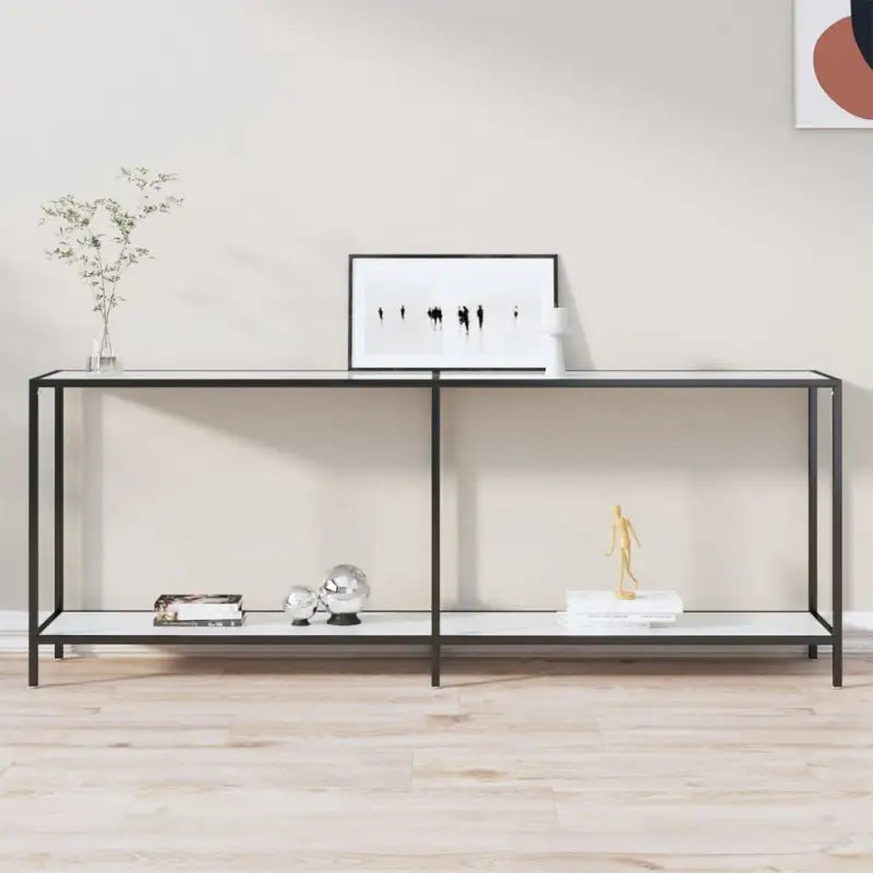 Bijzettafel met gehard glas en gepoedercoat staal voor stijlvolle uitstraling - Wit marmer / 1 / 200 cm - Bijzettafels