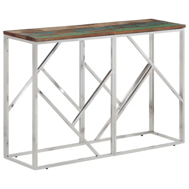 Bijzettafel met massief gerecycled hout voor stijlvolle woonruimte - Zilverkleurig en bruin / 1 / Hout - Bijzettafels