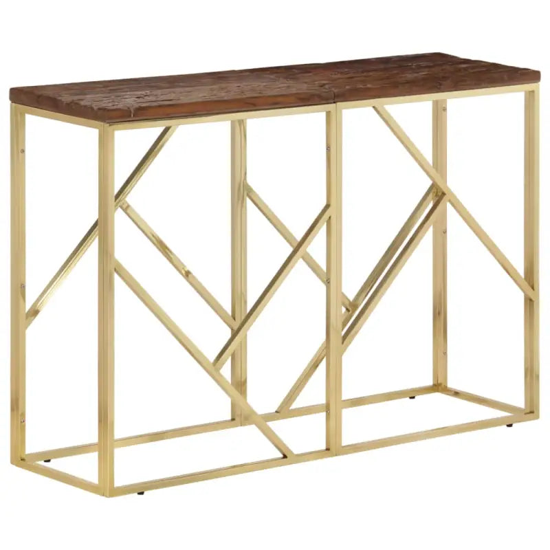 Bijzettafel met massief gerecycled hout voor stijlvolle woonruimte - Goud / 1 / Hout - Bijzettafels