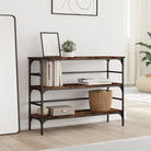 Bijzettafel met metalen frame en bewerkt hout voor elegantie - Bijzettafels