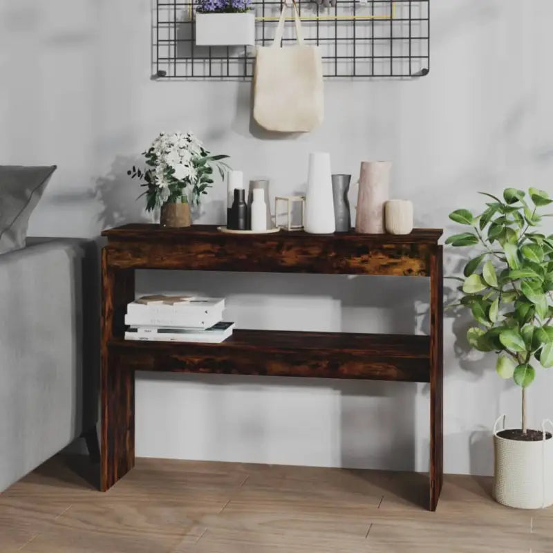 Bijzettafel van bewerkt hout gemakkelijk schoon voor woondecoratie - Gerookt eiken / 1 / 102 cm - Bijzettafels
