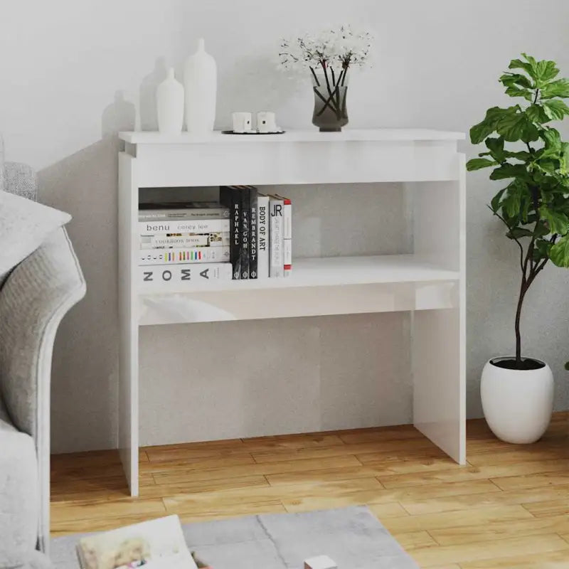 Bijzettafel van bewerkt hout gemakkelijk schoon voor woondecoratie - Hoogglans wit / 1 / 80 cm - Bijzettafels