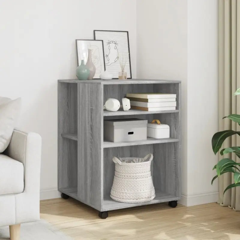 Bijzettafel van bewerkt hout in grijs sonoma eiken stijl - Archiefkasten
