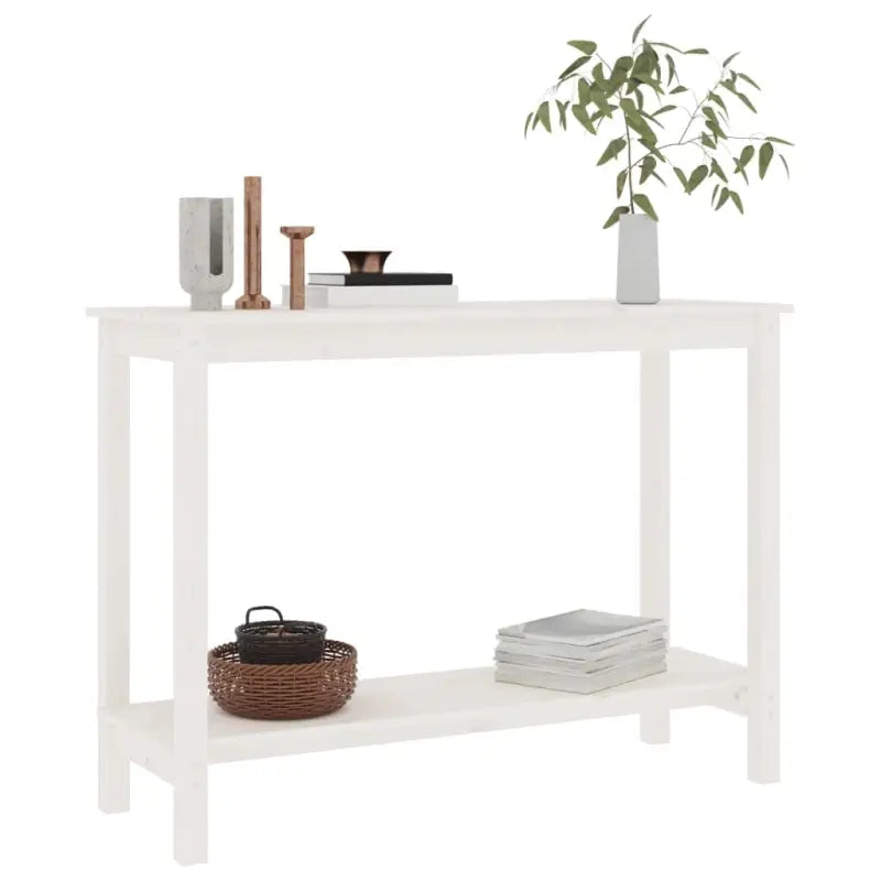 Bijzettafel van massief grenenhout met stevig blad voor een moderne uitstraling - Wit / 1 - Bijzettafels