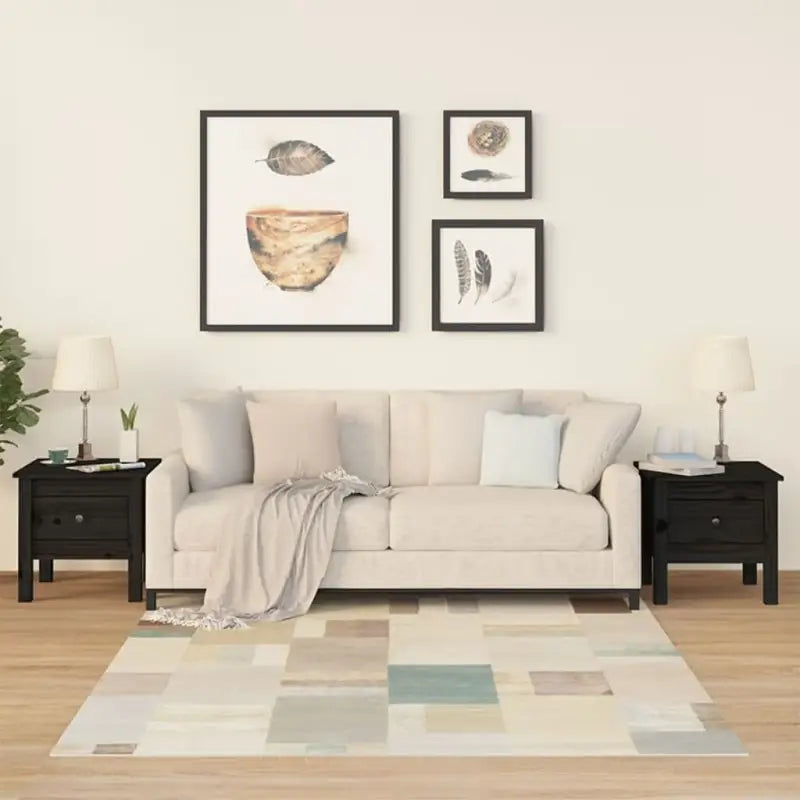 Bijzettafel van massief grenenhout voor praktische en stijlvolle opbergruimte - Zwart / 40 x 40 x 39 cm / 2