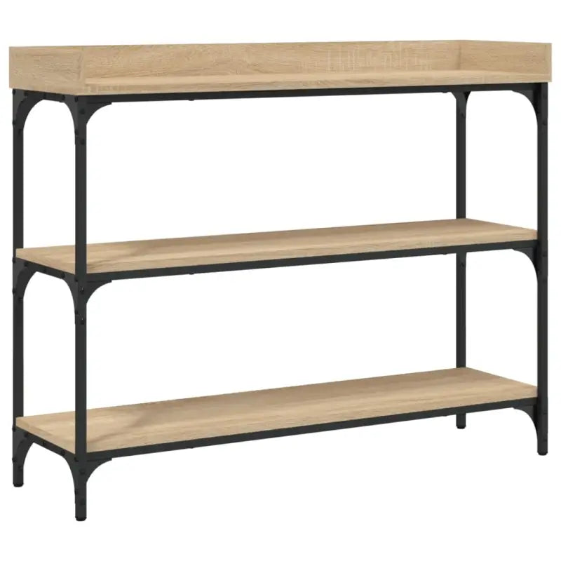 Bijzettafel wandmodel met bewerkt hout en metalen frame - Bijzettafels