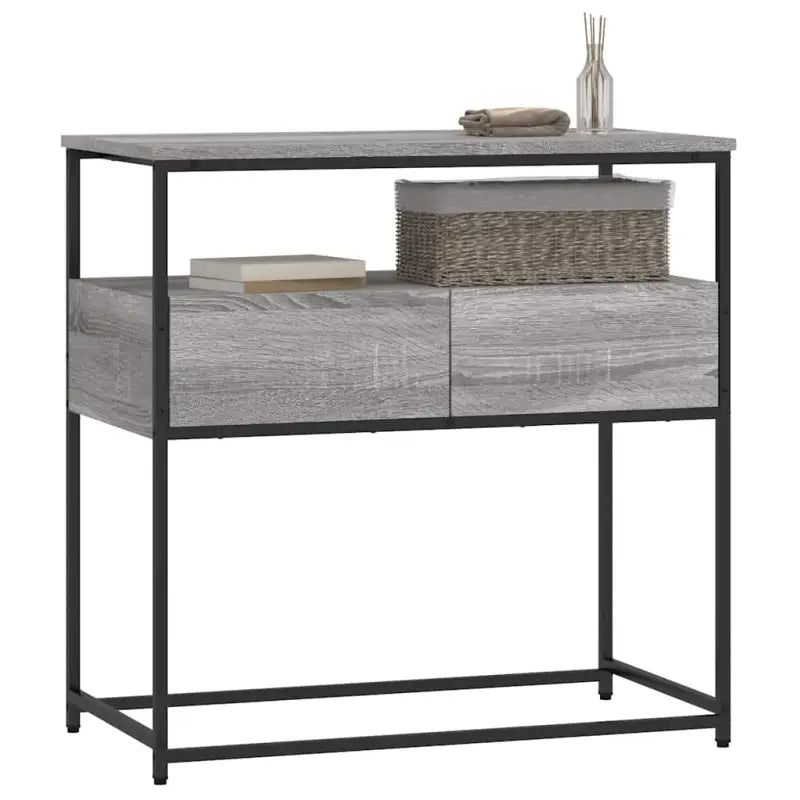 Bijzettafel wandmodel met bewerkt hout en metalen frame - Bijzettafels