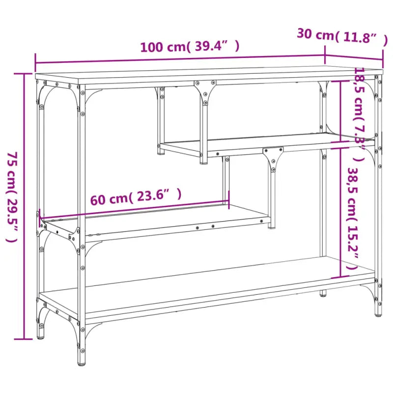Bijzettafel wandmodel met bewerkt hout en metalen frame - Bijzettafels