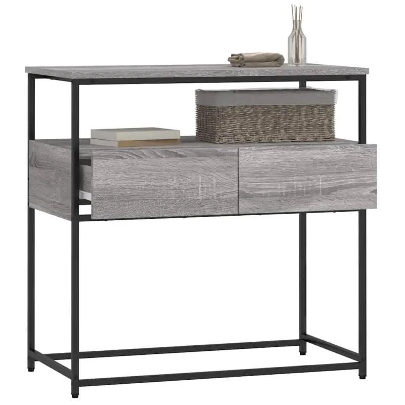 Bijzettafel wandmodel met bewerkt hout en metalen frame - Bijzettafels