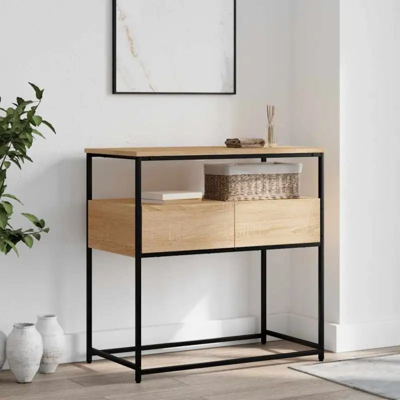 Bijzettafel wandmodel met bewerkt hout en metalen frame - Sonoma eiken / 1 / 75 cm - Bijzettafels