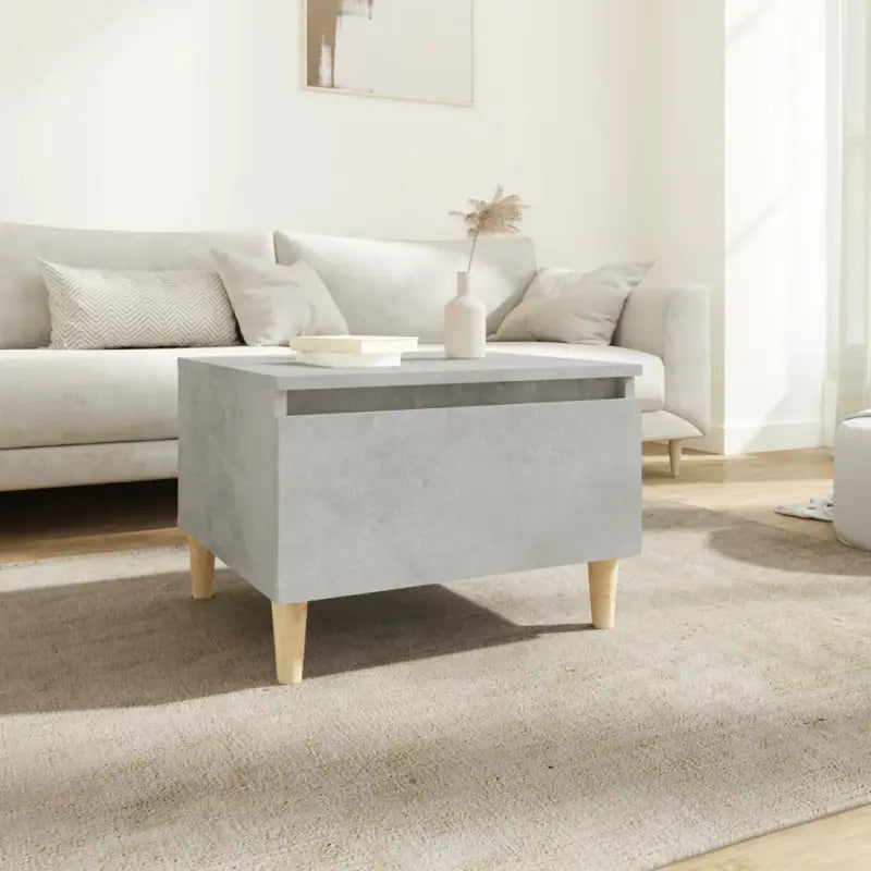 Bijzettafels met bewerkt hout en houten poten voor een Scandinavisch interieur - Betongrijs / 1 - Bijzettafels