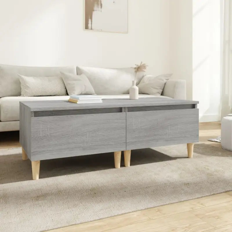 Bijzettafels met bewerkt hout en houten poten voor een Scandinavisch interieur - Grijs sonoma / 2 - Bijzettafels