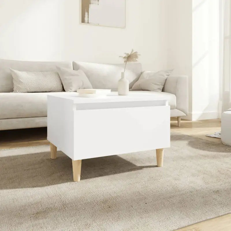 Bijzettafels met bewerkt hout en houten poten voor een Scandinavisch interieur - Wit / 1 - Bijzettafels