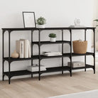 Bijzettafels met bewerkt hout en metalen frame voor een onderhoudsvrije look - Zwart / 1 - Bijzettafels