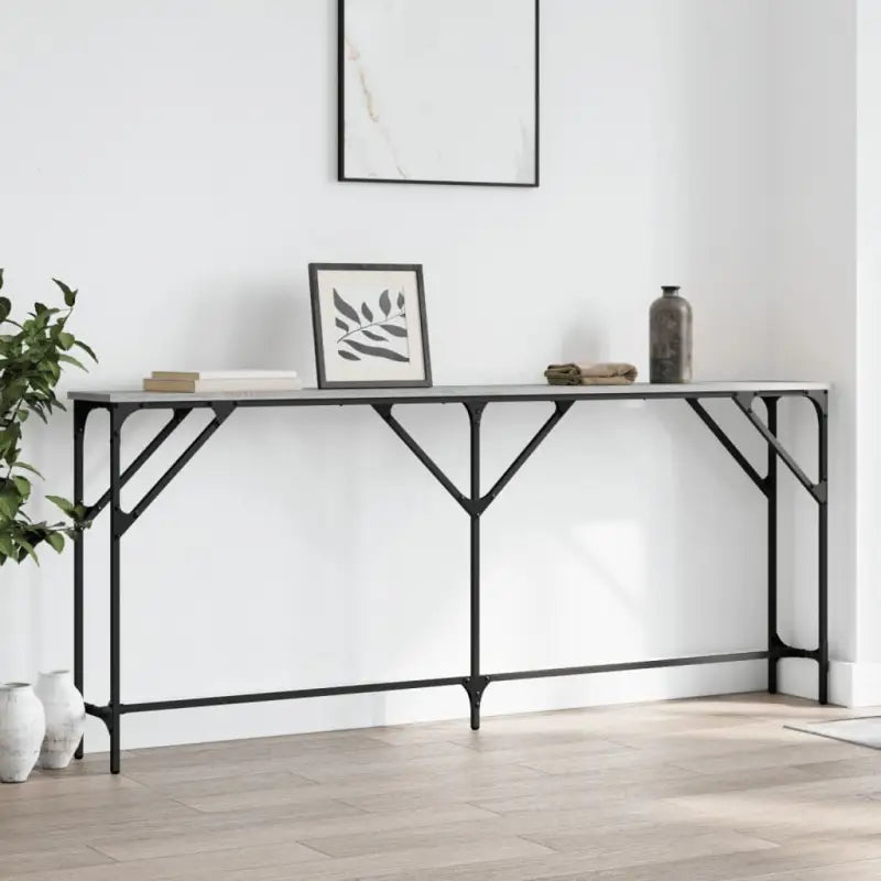 Bijzettafels met bewerkt hout en metalen frame voor elegante interieurs - Grijs sonoma / 180 x 23 x 75 cm / 1