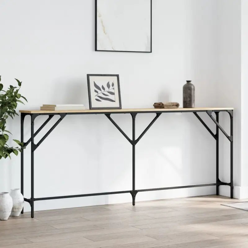 Bijzettafels met bewerkt hout en metalen frame voor elegante interieurs - Sonoma eiken / 180 x 23 x 75 cm / 1