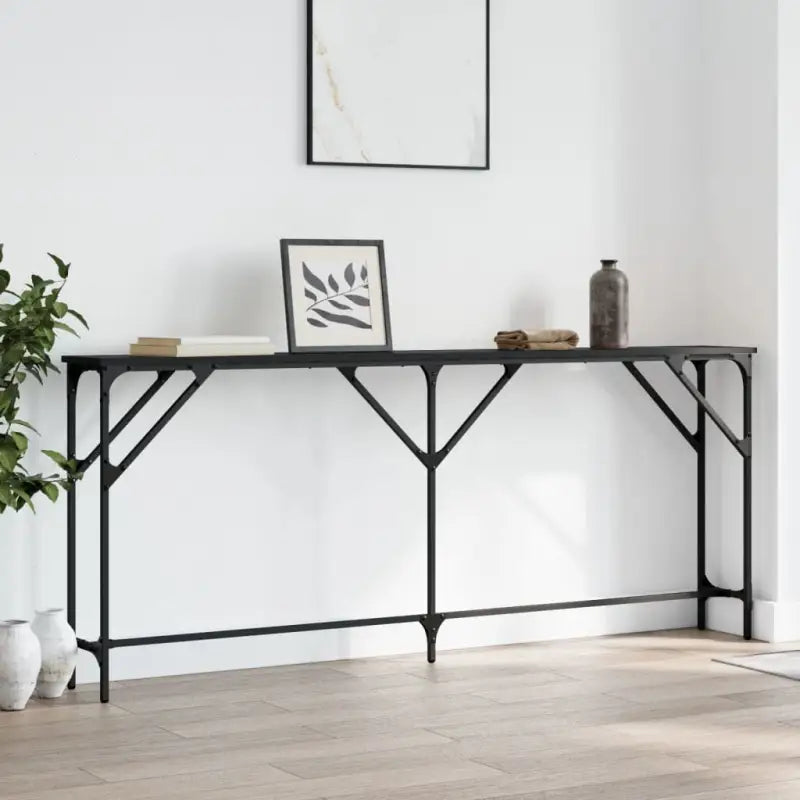 Bijzettafels met bewerkt hout en metalen frame voor elegante interieurs - Zwart / 180 x 23 x 75 cm / 1 - Bijzettafels