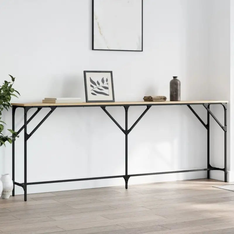 Bijzettafels met bewerkt hout en metalen frame voor elegante interieurs - Sonoma eiken / 200 x 29 x 75 cm / 1