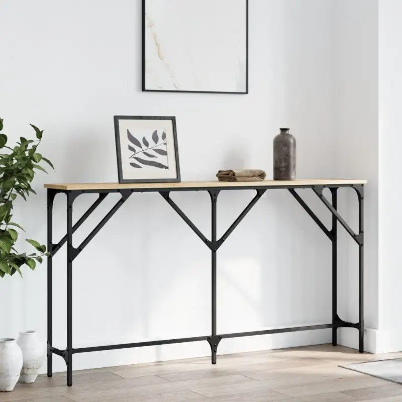 Bijzettafels met bewerkt hout en metalen frame voor elegante interieurs - Sonoma eiken / 140 x 23 x 75 cm / 1