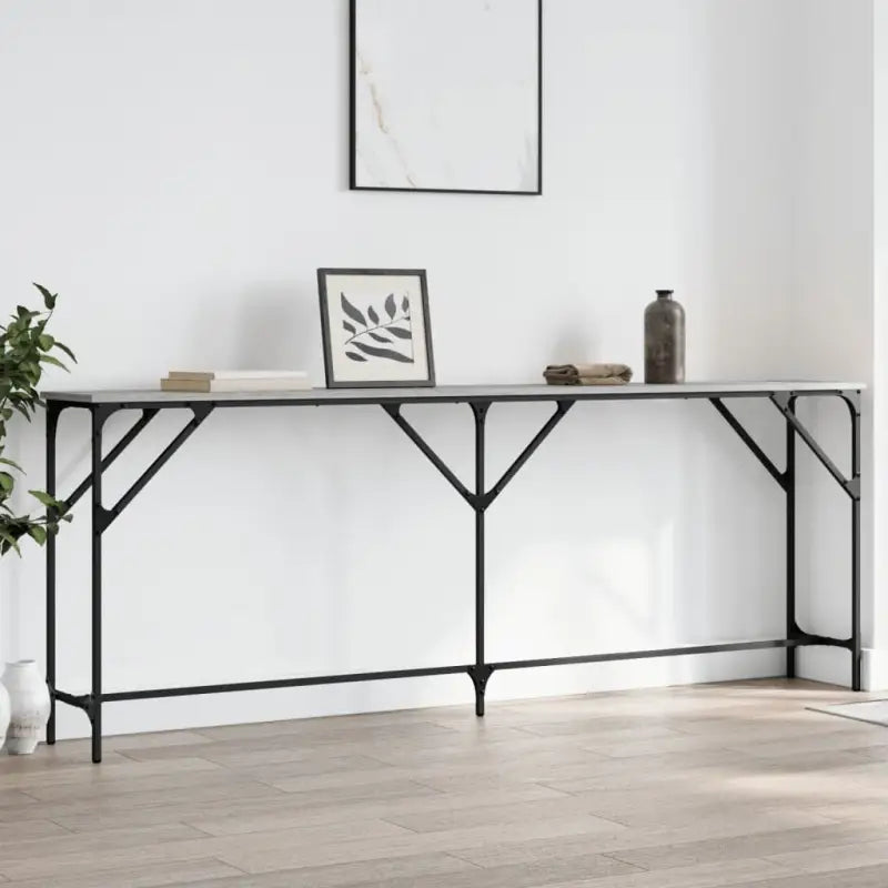 Bijzettafels met bewerkt hout en metalen frame voor elegante interieurs - Grijs sonoma / 200 x 29 x 75 cm / 1
