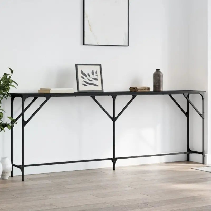 Bijzettafels met bewerkt hout en metalen frame voor elegante interieurs - Zwart / 200 x 29 x 75 cm / 1 - Bijzettafels