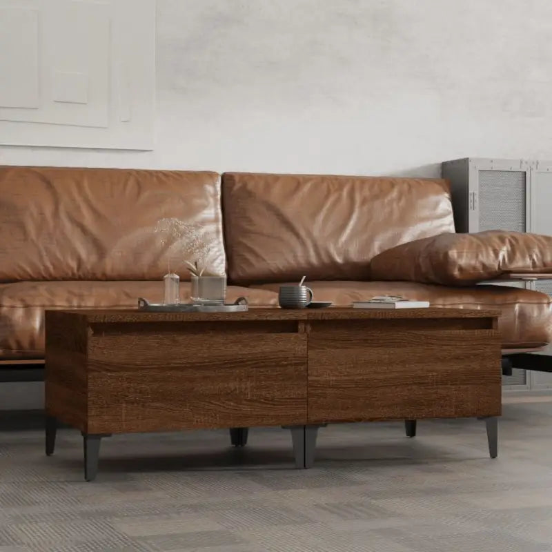 Bijzettafels met bewerkt hout voor een industriële woonkamerstijl - bruin eikenkleur / 2 - Bijzettafels