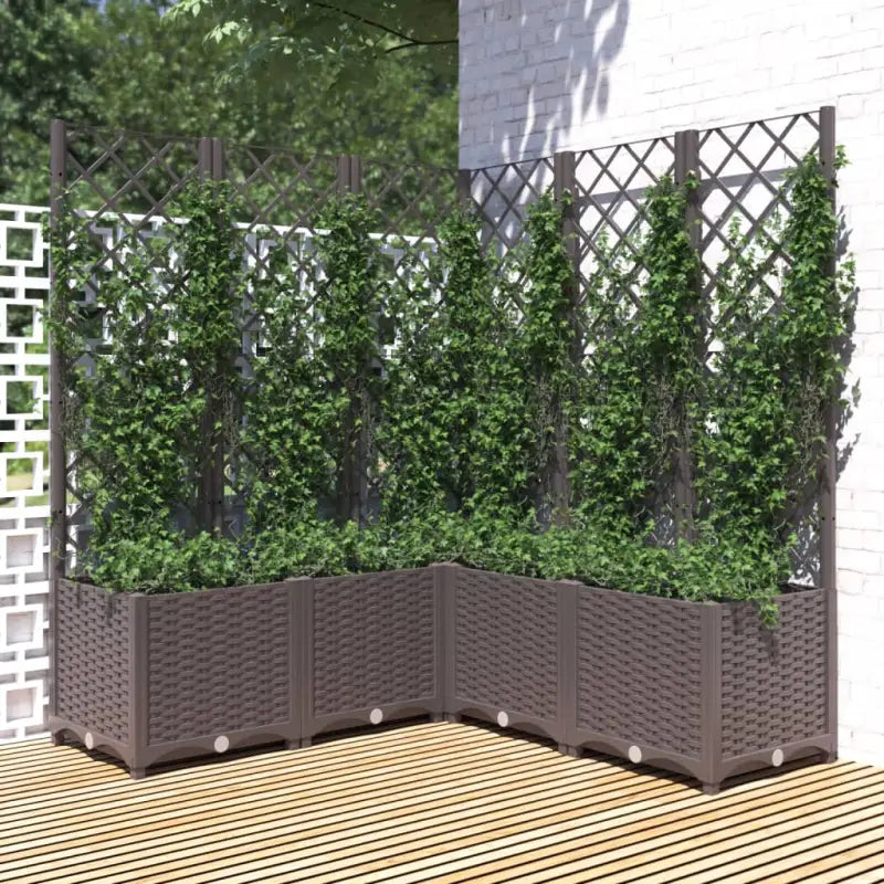 Bloempot met latwerk voor klimplanten in tuin of terras - Bruin / 120 x 120 x 136 cm / 1 - Bloempotten & plantenbakken