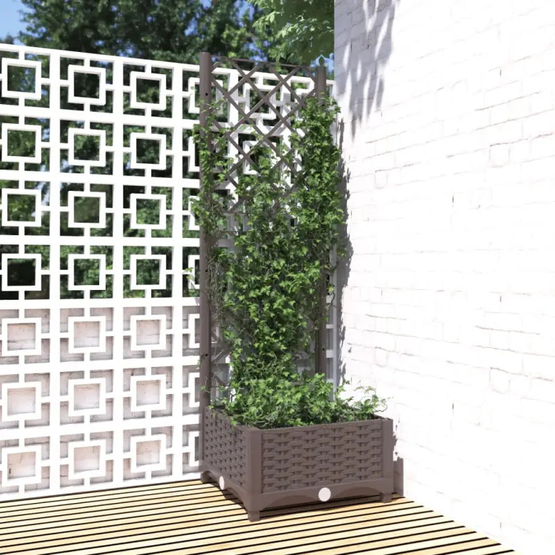 Bloempot met latwerk voor klimplanten in tuin of terras - Bruin / 40 x 40 x 121.5 cm / 1 - Bloempotten & plantenbakken