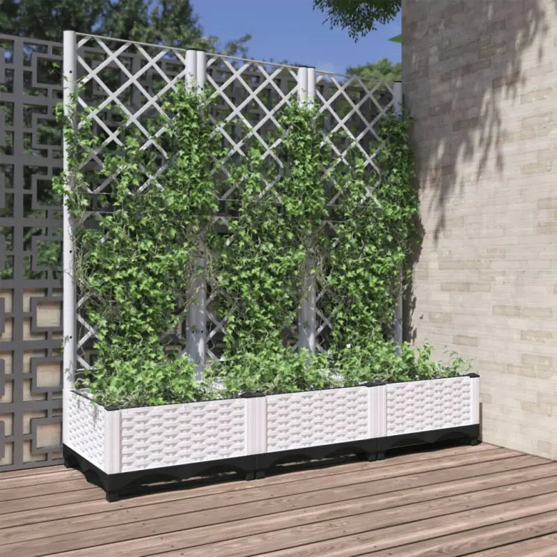 Bloempot met latwerk voor klimplanten in tuin of terras - Wit / 120 x 40 x 121.5 cm / 1 - Bloempotten & plantenbakken