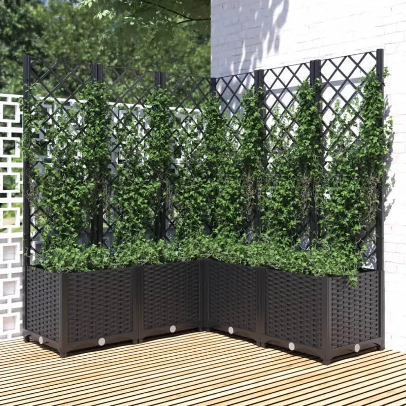 Bloempot met latwerk voor klimplanten in tuin of terras - Zwart / 120 x 120 x 136 cm / 1 - Bloempotten & plantenbakken