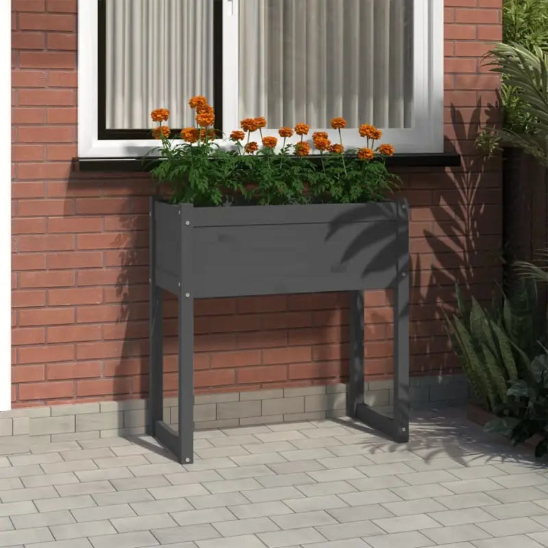 Bloempot of plantenbak van massief grenenhout voor tuin en balkon - Grijs / 1 - Bloempotten & plantenbakken