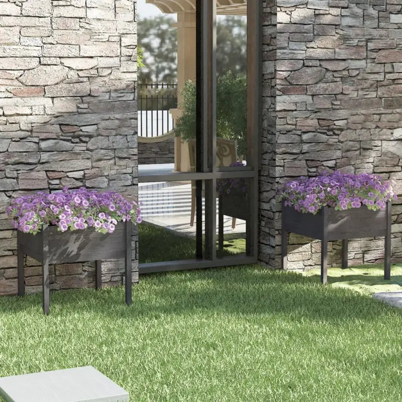 Bloempot van massief grenenhout voor buiten plantenbakken en tuinaccessoires - Grijs / 2 - Bloempotten & plantenbakken