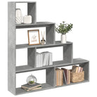 Boekenkast Kamerscherm met 3 lagen van bewerkt hout - Betongrijs / 1 / 143.5 cm - Boekenkasten