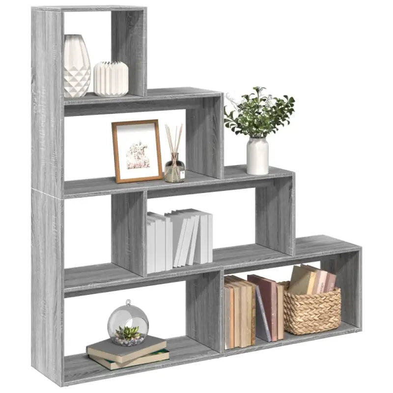 Boekenkast Kamerscherm met 3 lagen van bewerkt hout - Grijs sonoma / 1 / 143.5 cm - Boekenkasten