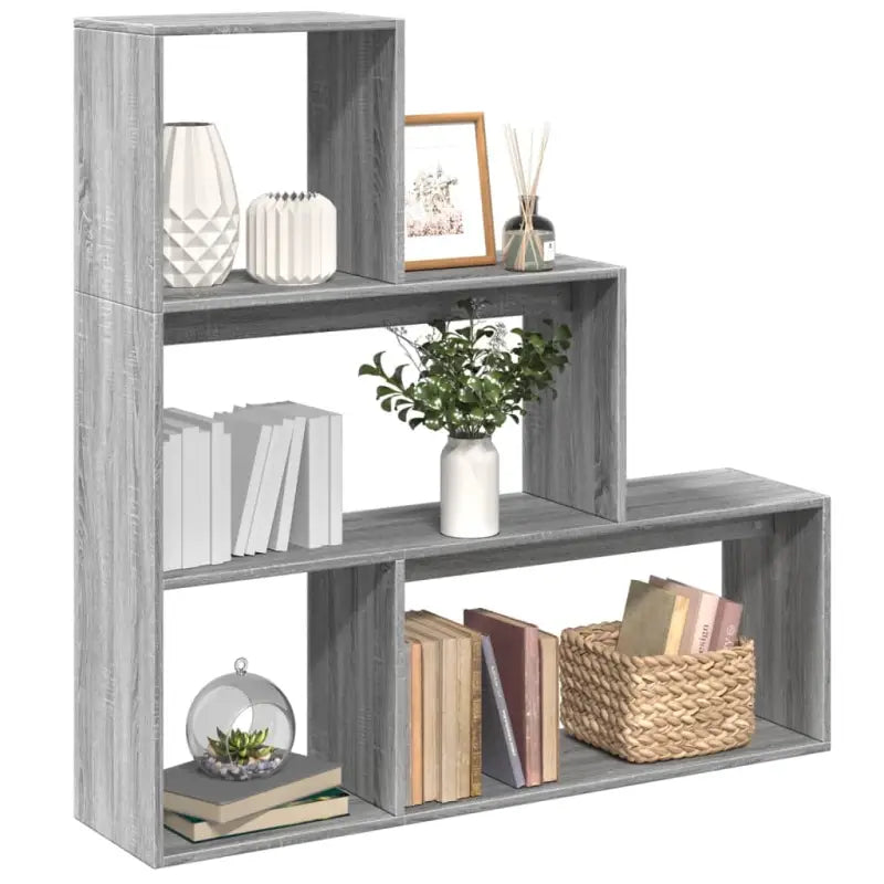 Boekenkast Kamerscherm met 3 lagen van bewerkt hout - Grijs sonoma / 1 / 123 cm - Boekenkasten