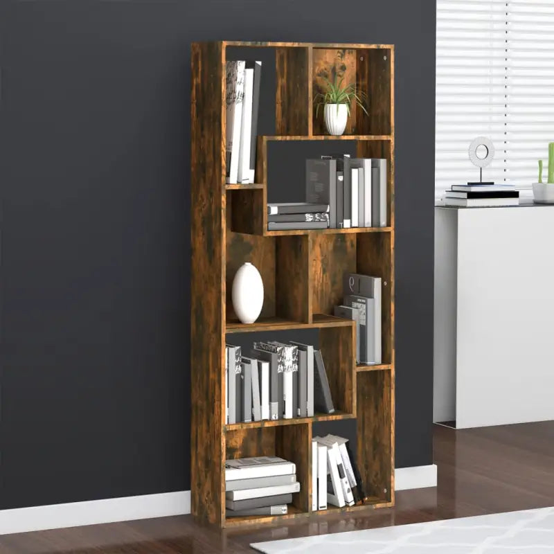 Boekenkast met strak ontwerp van hoogwaardig bewerkt hout - Gerookt eiken / 1 - Boekenkasten