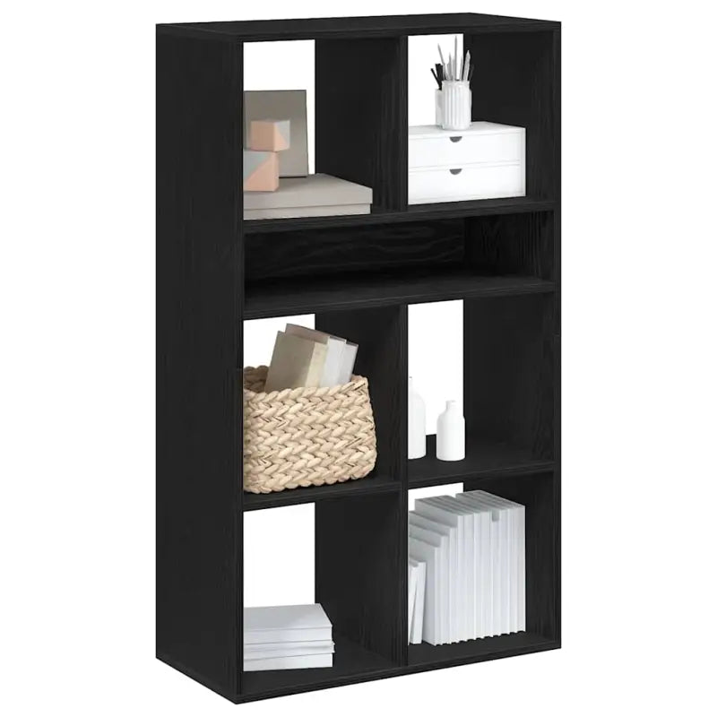 Boekenkast van bewerkt hout in grijs sonoma stijl - Zwart / 66 x 31 x 112 cm / 1 - Boekenkasten