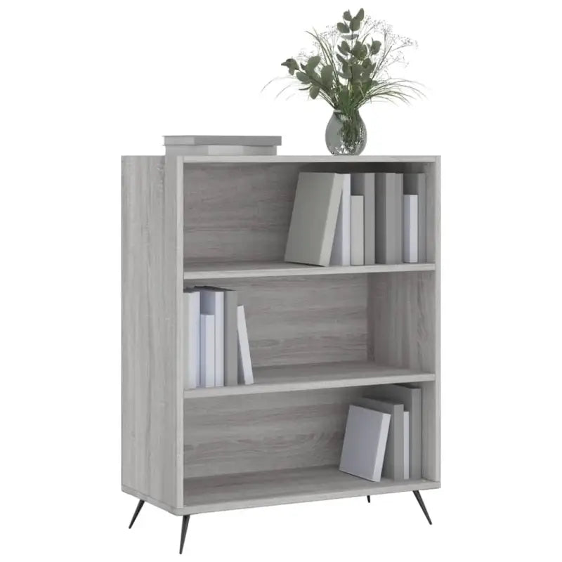 Boekenkast van bewerkt hout in grijs sonoma voor moderne opslag - Boekenkasten
