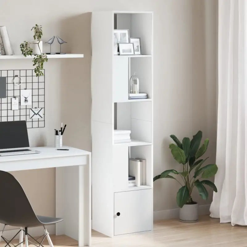 Boekenkast van bewerkt hout met duurzame opbergruimte voor thuis of kantoor - Wit / 1 / 40 cm - Boekenkasten