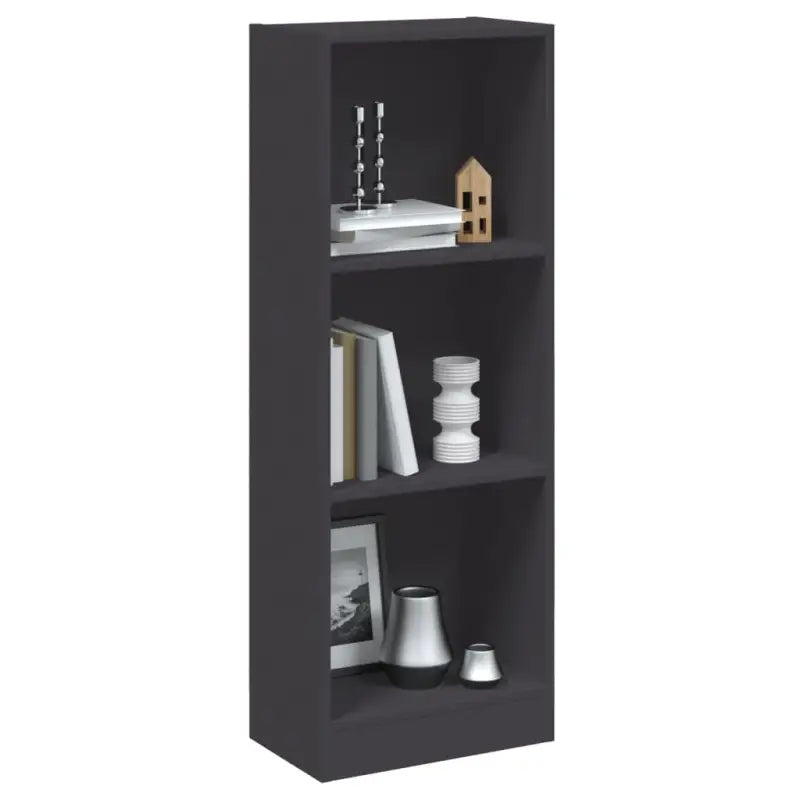 Boekenkast van bewerkt hout met klassiek en strak ontwerp - Grijs / 40 x 24 x 109 cm / 1 - Boekenkasten