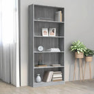 Boekenkast van bewerkt hout met klassiek en strak ontwerp - Grijs sonoma / 80 x 24 x 175 cm / 1 - Boekenkasten