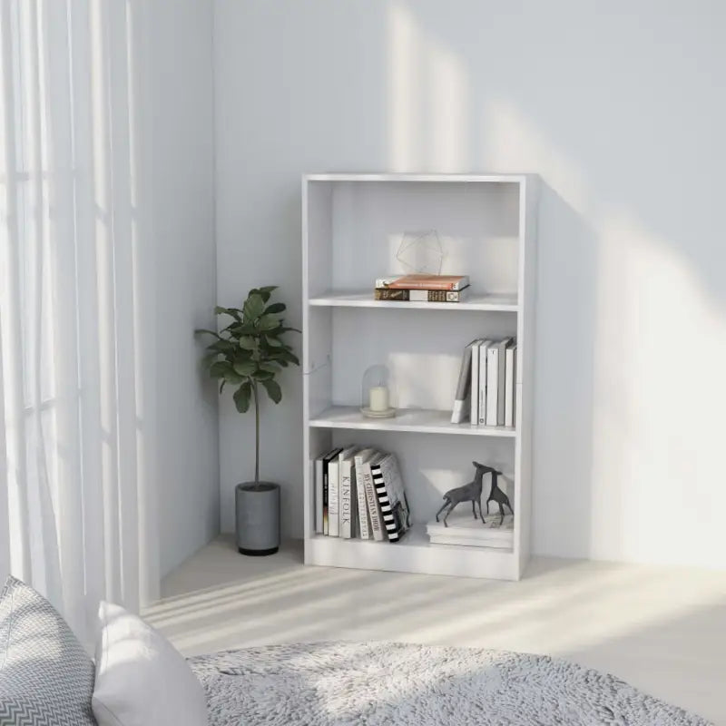 Boekenkast van bewerkt hout met klassiek en strak ontwerp - Wit / 60 x 24 x 109 cm / 1 - Boekenkasten