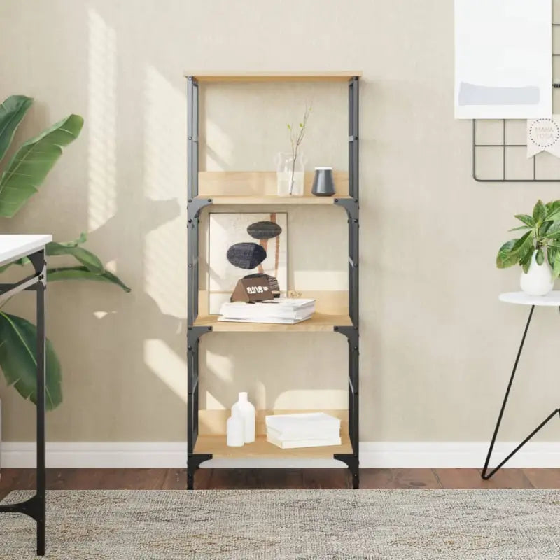 Boekenkast van bewerkt hout met opstaande randen in Grijs Sonoma - Sonoma eiken / 1 / 117.5 cm - Boekenkasten