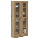 Boekenkast van bewerkt hout met strak en klassiek ontwerp - artisanaal eikenkleurig / 1 / 185 cm - Boekenkasten