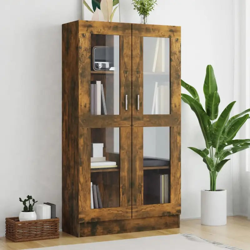 Boekenkast van bewerkt hout met strak en klassiek ontwerp - Gerookt eiken / 1 / 150 cm - Boekenkasten