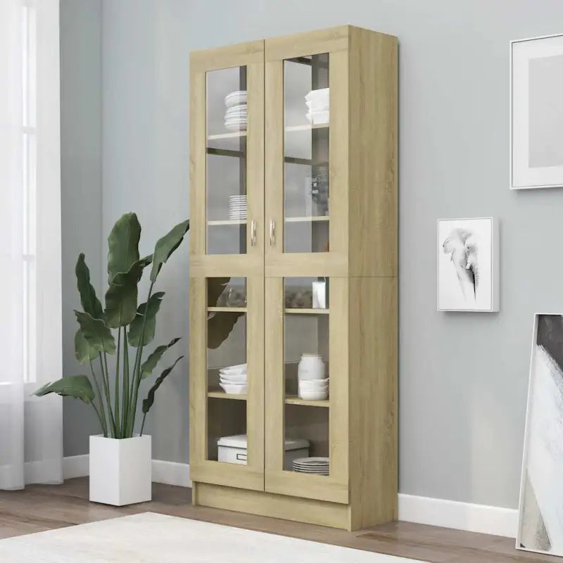 Boekenkast van bewerkt hout met strak en klassiek ontwerp - Sonoma eiken / 1 / 185.5 cm - Boekenkasten